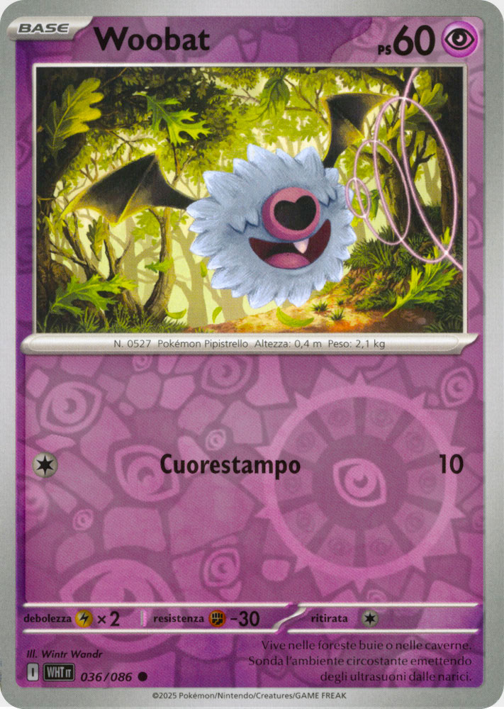 036 / 086 Woobat Comune foil reverse (IT) -NEAR MINT-