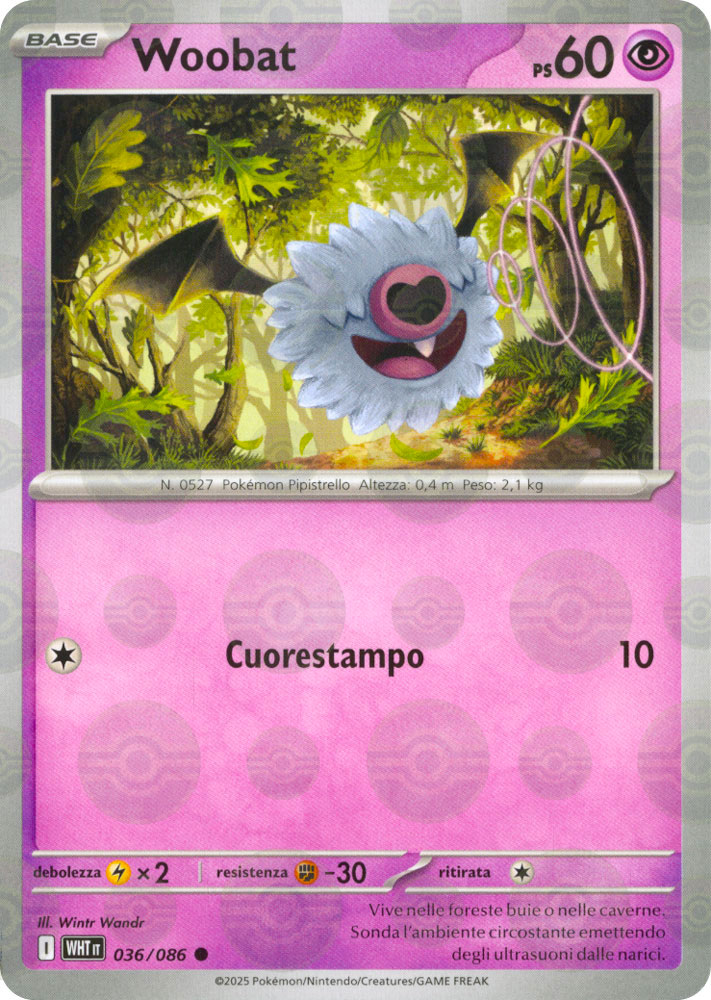 036 / 086 Woobat Comune foil reverse Poke Ball (IT) -NEAR MINT-