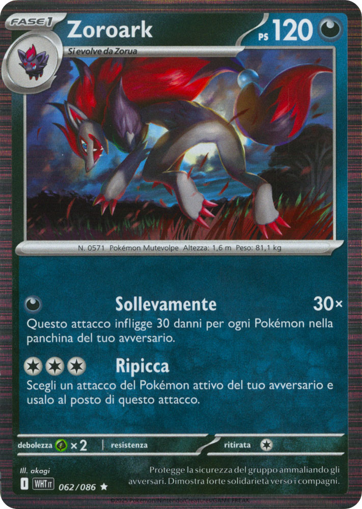 062 / 086 Zoroark Rara foil (IT) -NEAR MINT-