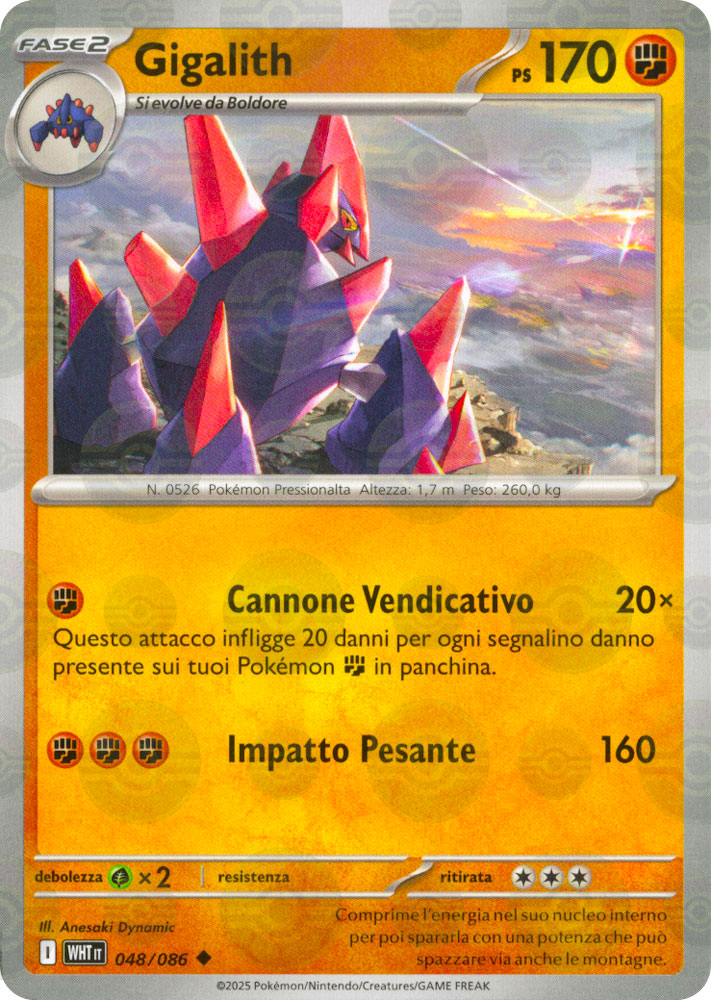 048 / 086 Gigalith Non Comune foil reverse Poke Ball (IT) -NEAR MINT-