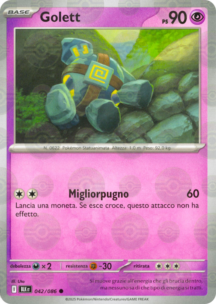 042 / 086 Golett Comune foil reverse Poke Ball (IT) -NEAR MINT-