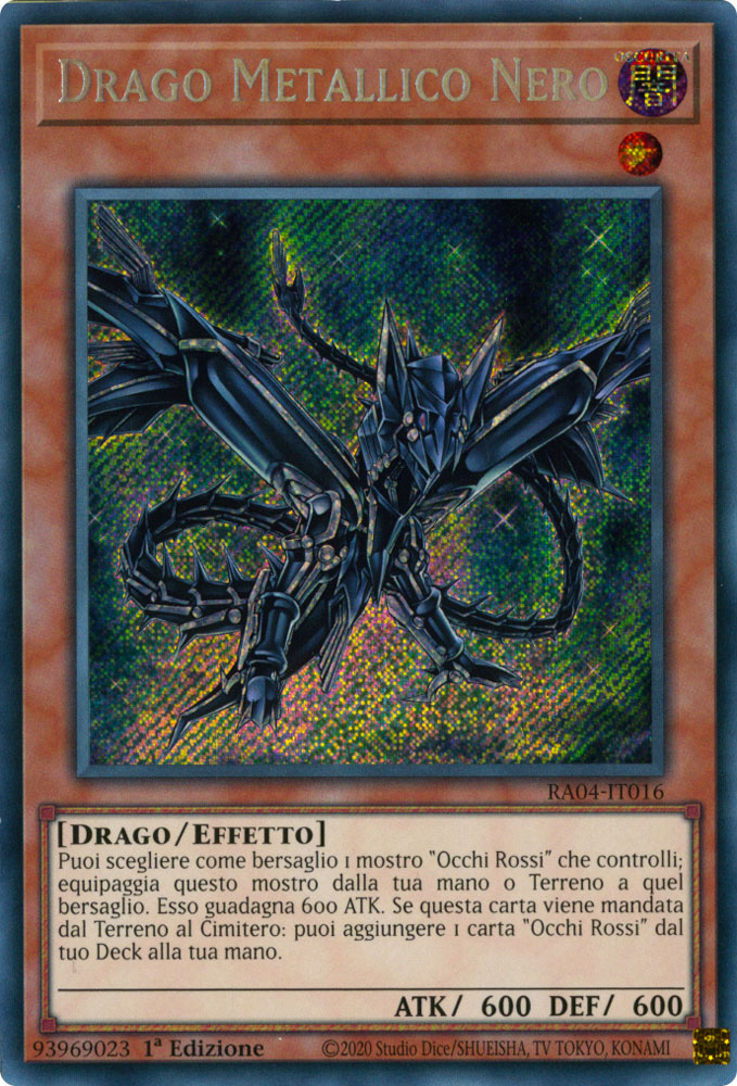 RA04-IT016 Drago Metallico Nero Rara Segreta 1a Edizione (IT) -NEAR MINT-