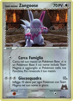 23 / 95 Team Magma Zangoose rara (IT) -NEAR MINT-