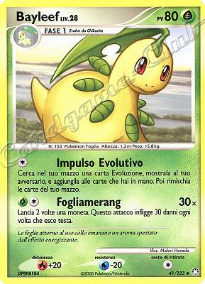 041 / 123 Bayleef LIV.28 non comune (IT) -NEAR MINT-