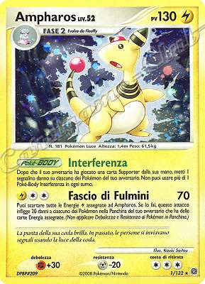 001 / 132 Ampharos LIV.52 rara foil (IT) -NEAR MINT-