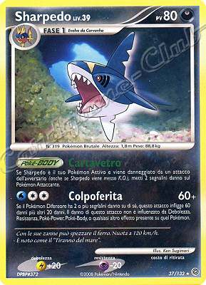 037 / 132 Sharpedo LIV.39 rara (IT) -NEAR MINT-