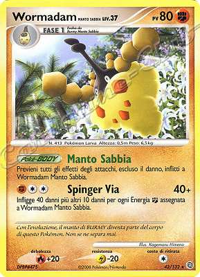 042 / 132 Wormadam Manto Sabbia LIV.37 rara (IT) -NEAR MINT-