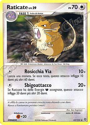 061 / 132 Raticate LIV.29 non comune (IT) -NEAR MINT-