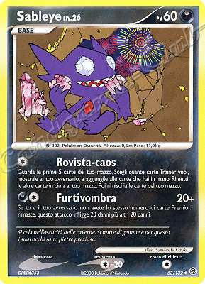 063 / 132 Sableye LIV.26 non comune (IT) -NEAR MINT-