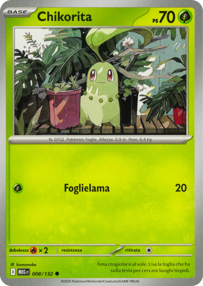 008 / 132 Chikorita Comune normale (IT) -NEAR MINT-