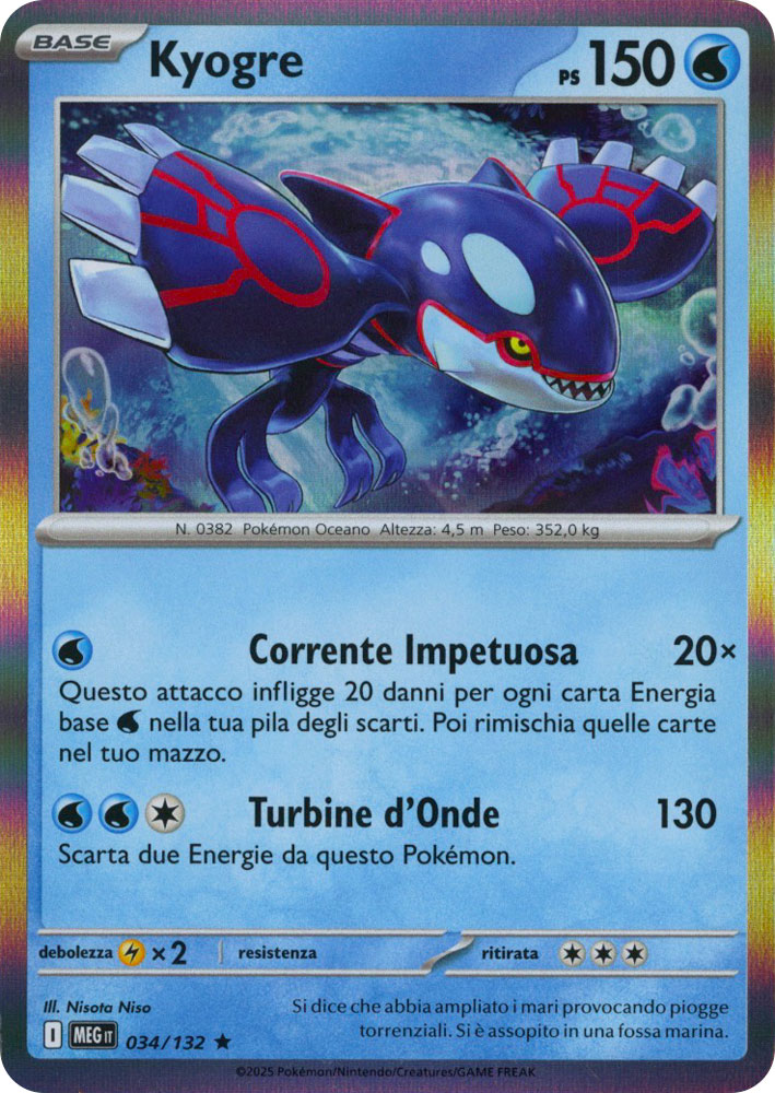 034 / 132 Kyogre Rara foil (IT) -NEAR MINT-