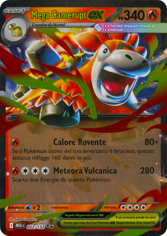 022 / 132 Mega Camerupt ex Rara ex foil (IT) -NEAR MINT-