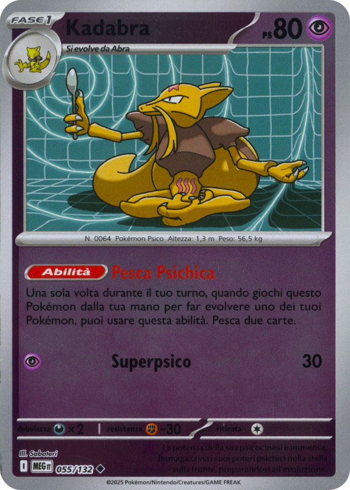 055 / 132 Kadabra Non Comune foil reverse (IT) -NEAR MINT-