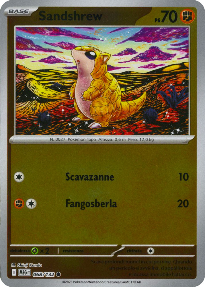 068 / 132 Sandshrew Comune foil reverse (IT) -NEAR MINT-