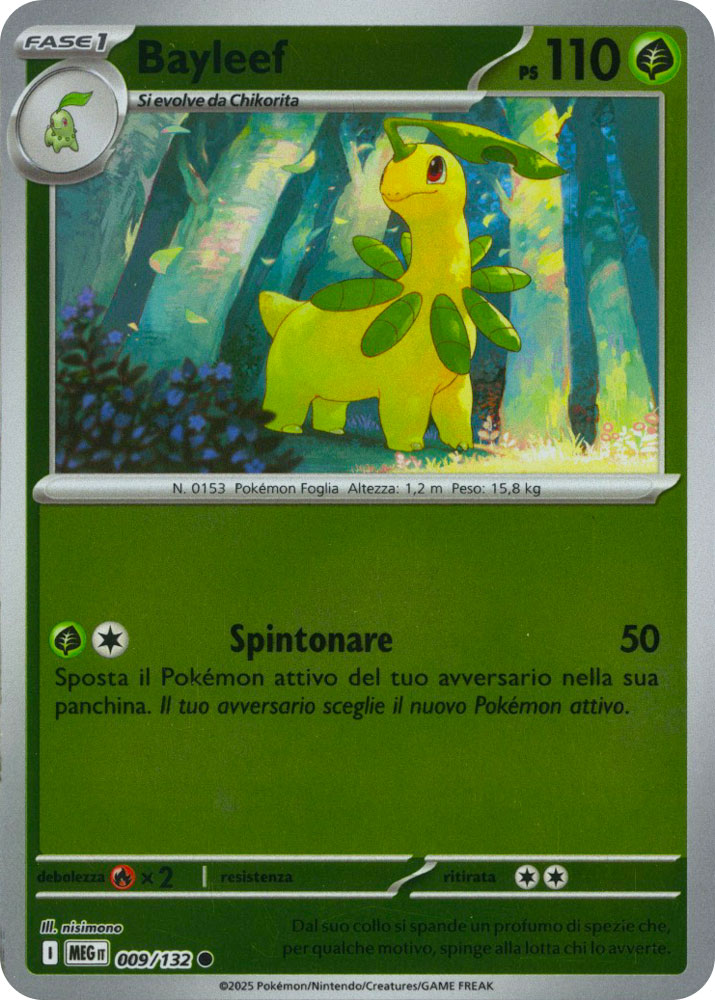 009 / 132 Bayleef Comune foil reverse (IT) -NEAR MINT-