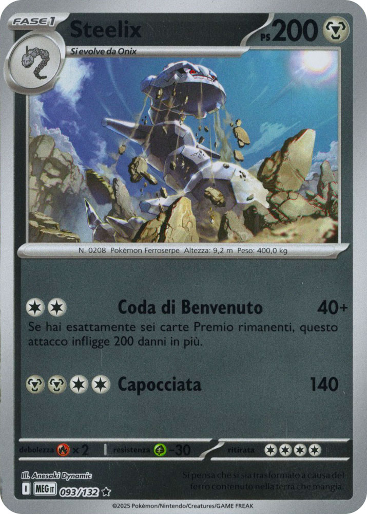 093 / 132 Steelix Rara foil reverse (IT) -NEAR MINT-
