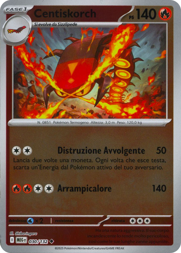 030 / 132 Centiskorch Non Comune foil reverse (IT) -NEAR MINT-