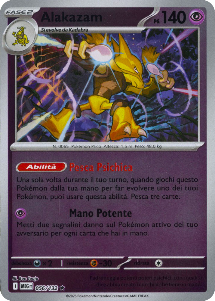 056 / 132 Alakazam Rara foil reverse (IT) -NEAR MINT-