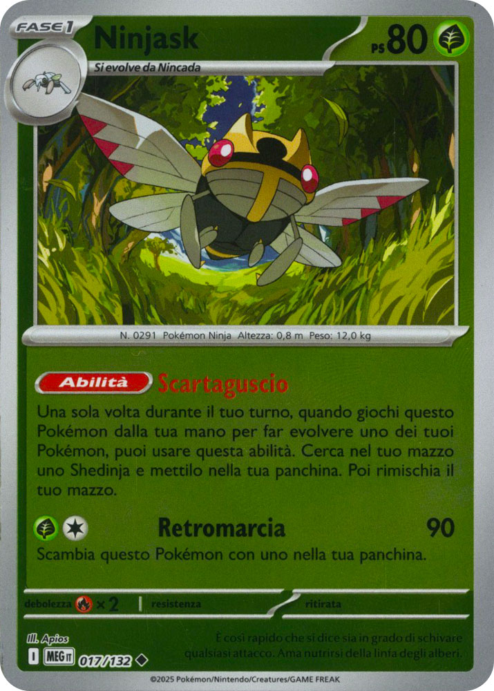 017 / 132 Ninjask Non Comune foil reverse (IT) -NEAR MINT-