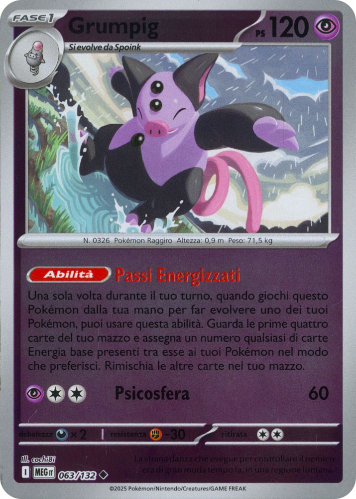 063 / 132 Grumpig Non Comune foil reverse (IT) -NEAR MINT-