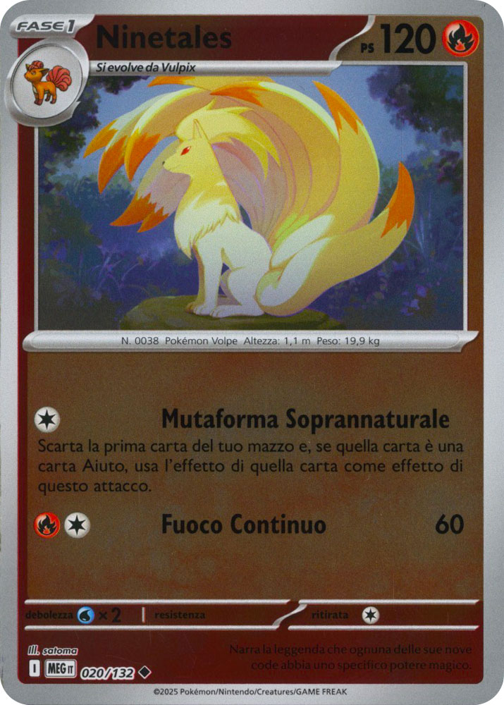 020 / 132 Ninetales Non Comune foil reverse (IT) -NEAR MINT-