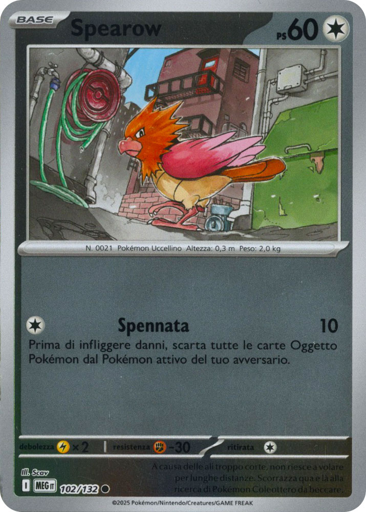 102 / 132 Spearow Comune foil reverse (IT) -NEAR MINT-