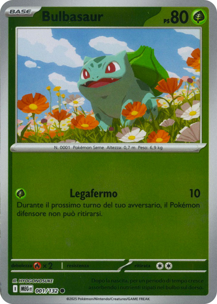 001 / 132 Bulbasaur Comune foil reverse (IT) -NEAR MINT-