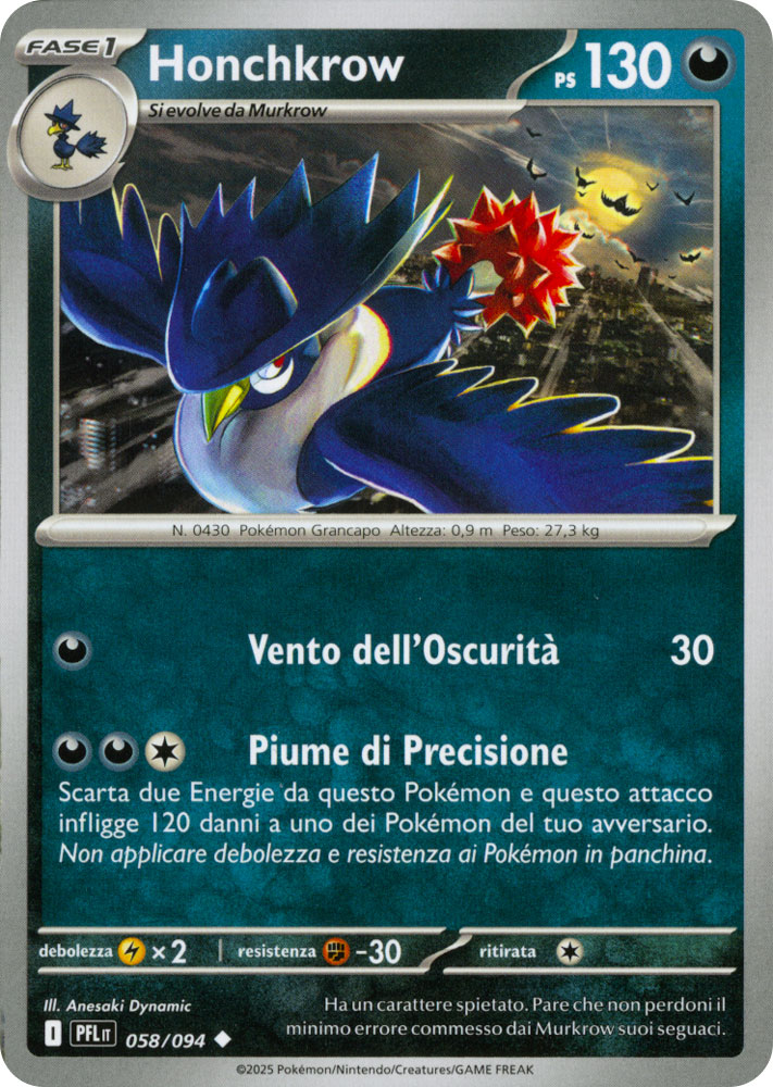 058 / 094 Honchkrow Non Comune normale (IT) -NEAR MINT-