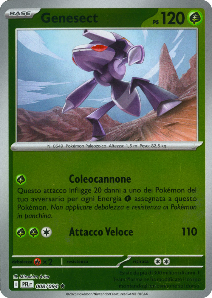 008 / 094 Genesect Rara foil reverse (IT) -NEAR MINT-