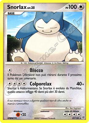 037 / 130 Snorlax LIV.35 rara (IT) -NEAR MINT-