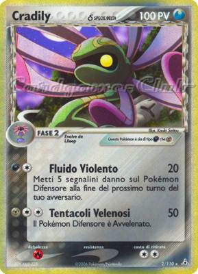 002 / 110 Cradily Delta Species rara foil (IT) -NEAR MINT-