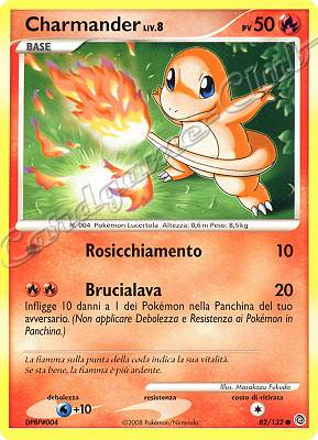 082 / 132 Charmander LIV.8 comune (IT) -NEAR MINT-