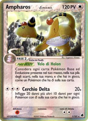 001 / 101 Ampharos Specie Delta rara foil (IT) -NEAR MINT-
