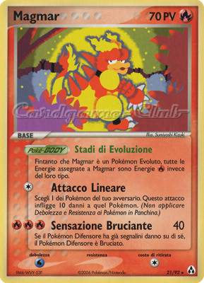21 / 92 Magmar rara (IT) -NEAR MINT-