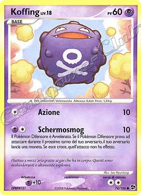 074 / 106 Koffing LIV.18 comune (IT) -NEAR MINT-