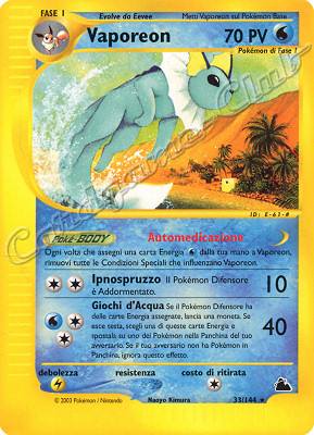 033 / 144 Vaporeon rara (IT) -NEAR MINT-
