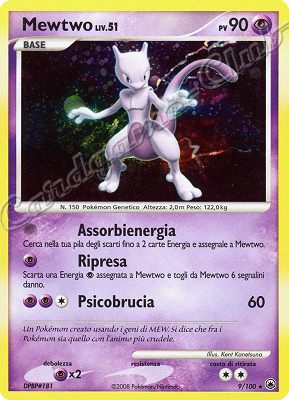 009 / 100 Mewtwo LIV.51 rara foil (IT) -NEAR MINT-