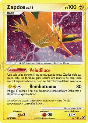 014 / 100 Zapdos LIV.45 rara foil (IT) -NEAR MINT-