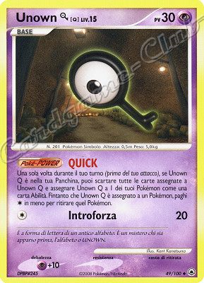 049 / 100 Unown Q LIV.15 non comune (IT) -NEAR MINT-