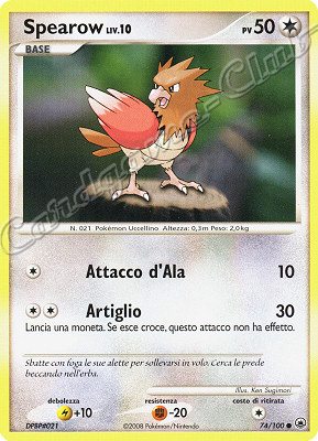 074 / 100 Spearow LIV.10 comune (IT) -NEAR MINT-