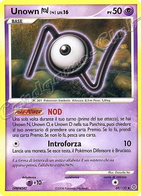 069 / 132 Unown N LIV.16 non comune (IT) -NEAR MINT-