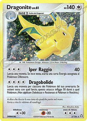 002 / 146 Dragonite LIV.61 rara foil (IT) -NEAR MINT-