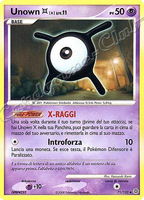 071 / 132 Unown X LIV.11 non comune (IT) -NEAR MINT-