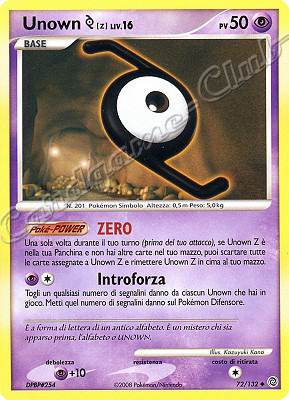 072 / 132 Unown Z LIV.16 non comune (IT) -NEAR MINT-