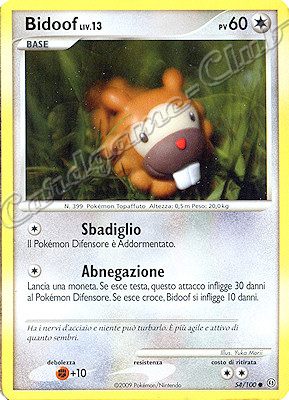 054 / 100 Bidoof LV.13 comune (IT) -NEAR MINT-