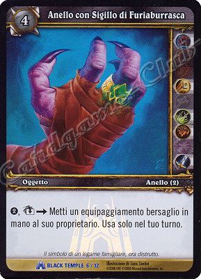 BLACK TEMPLE 06/12 Anello con Sigillo di Furiaburrasca rara foil -NEAR MINT-
