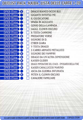 DPKB-IT09 Kaiba Lista delle Carte 1-20 comune (IT) -NEAR MINT-