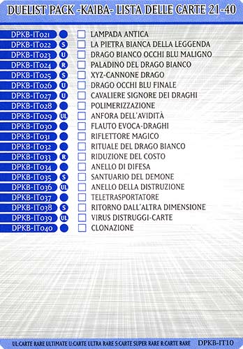 DPKB-IT10 Kaiba Lista delle Carte 21-40 comune (IT) -NEAR MINT-