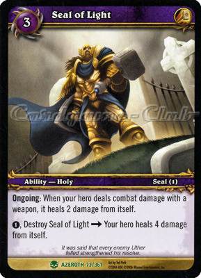 AZEROTH 073 / 361 Seal of Light non comune -NEAR MINT-