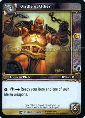 AZEROTH 289 / 361 Girdle of Uther rara -NEAR MINT-